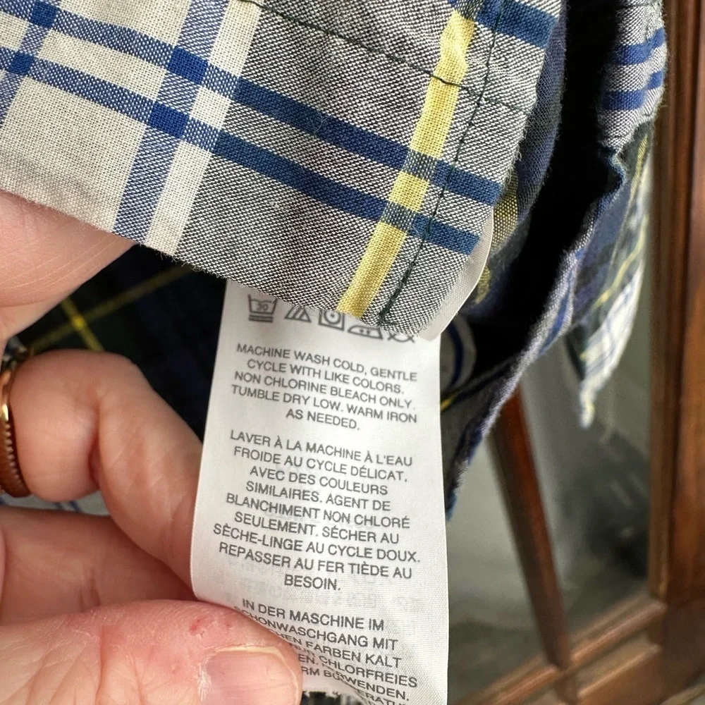 J Crew Perfect Shirt Women 2 Blue Tartan Plaid 100% Cotton Long Sleeve Button Up